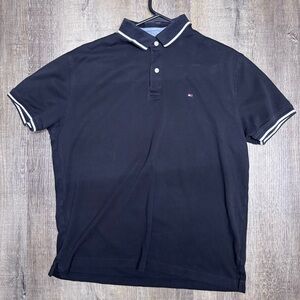 Tommy Hilfiger Men's Black Polo with White Details